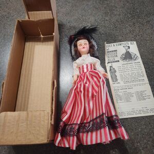 American Heritage Vintage 8" Doll Mary Todd Lincoln Red Striped Dress